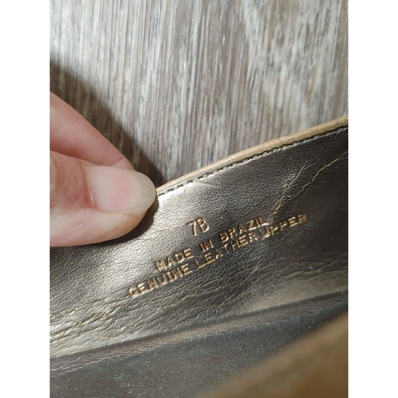 Talbots Womens Size 7B Flats Tan Leather Faux Snakeskin Brown - Picture 10 of 10